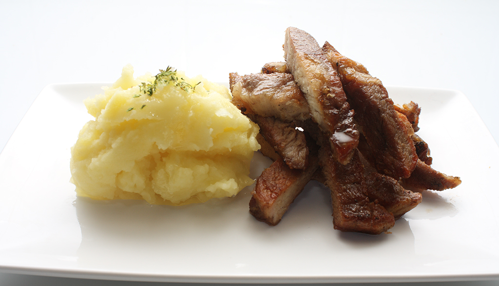 Carne asada con puré