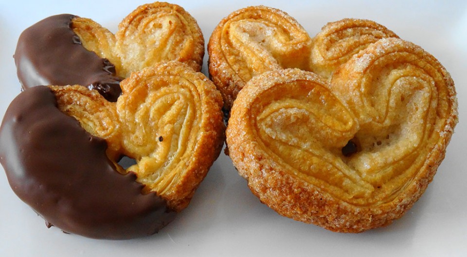 Palmeritas de hojaldre y chocolate