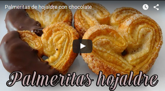 Palmeritas de hojaldre con chocolate Palmeritas de hojaldre
